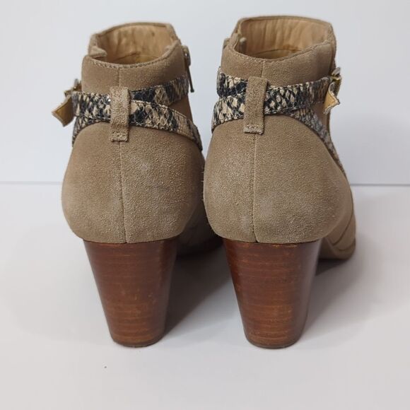 Vionic Upright Upton Taupe Suede Leather Ankle Booties Size 11 - Picture 3 of 13